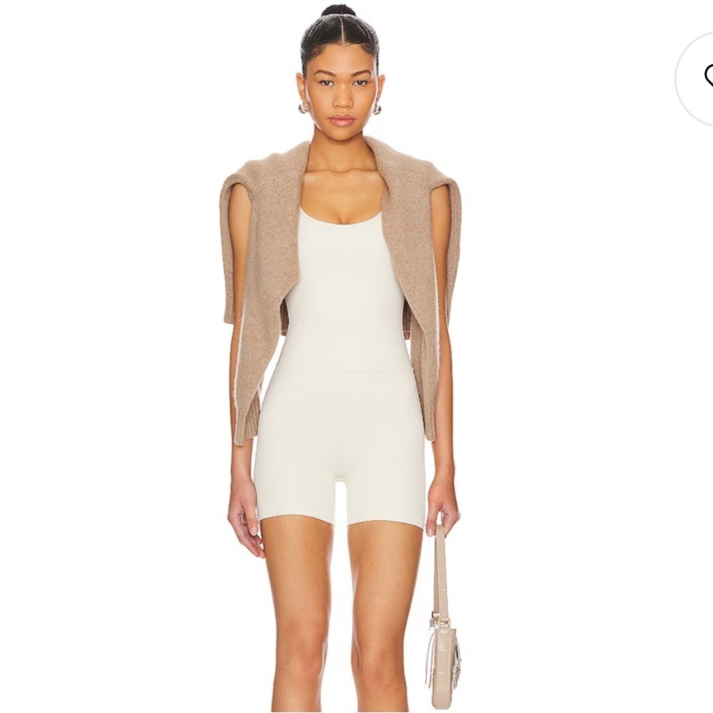 WellBeing + BeingWell StretchWell Dalia 4 Inch Romper Birch yoga Revolve XXS XS